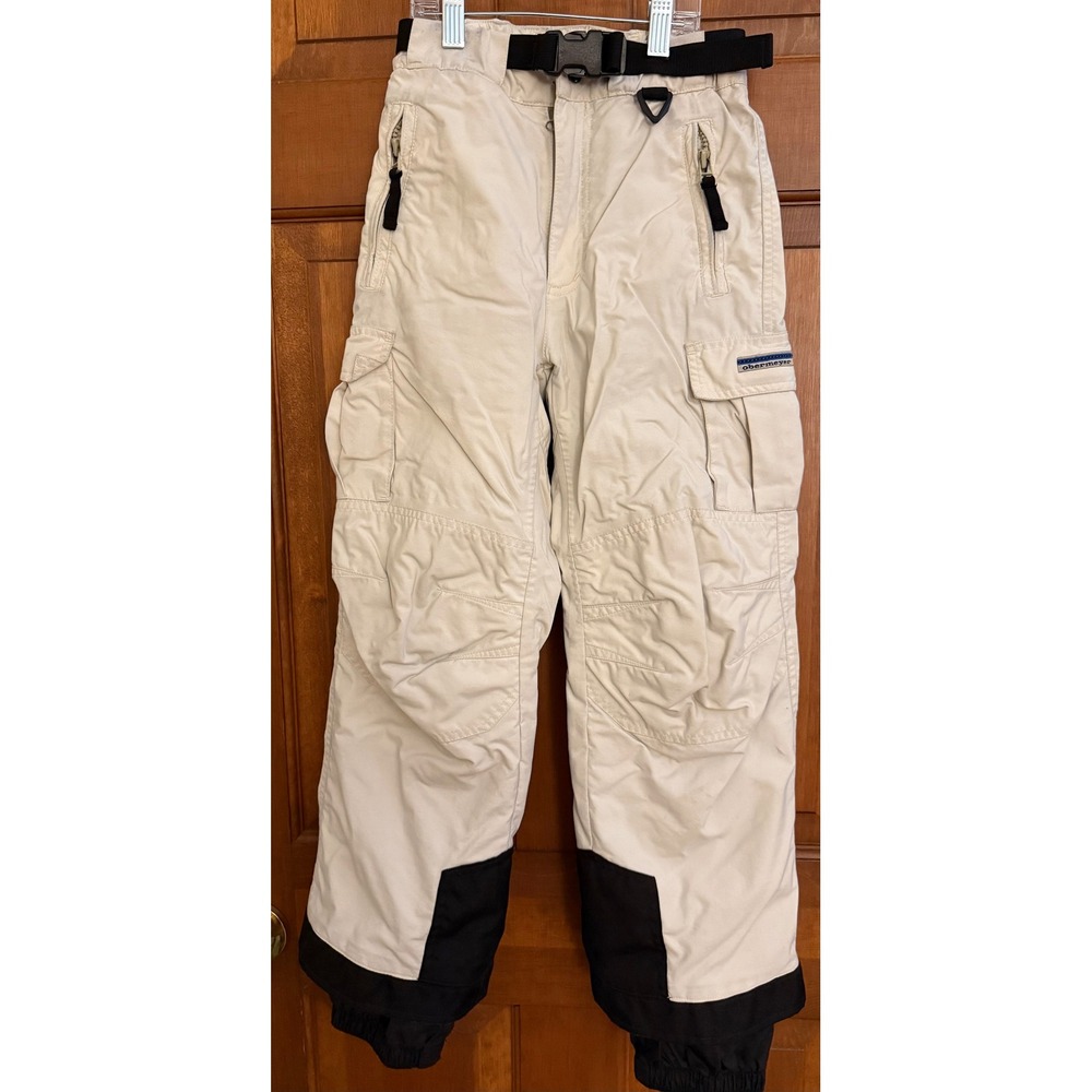 Obermeyer Kids Insulated Cargo Snow Pant Size 10 Cream Ski Snowboard Winter